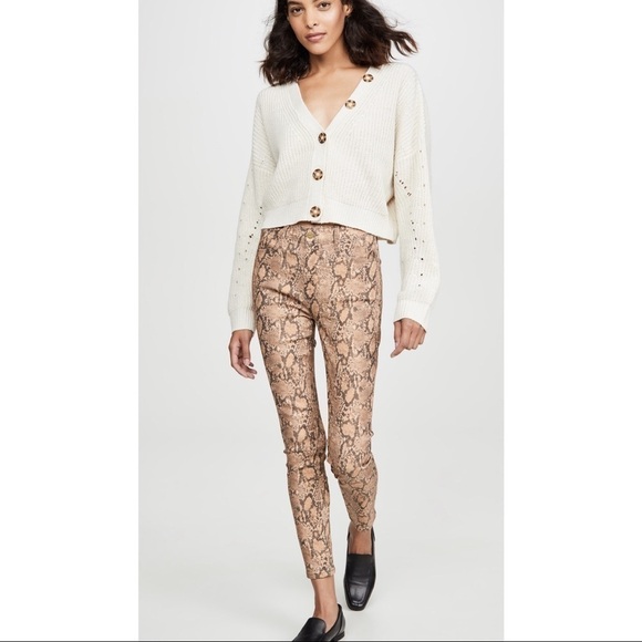 Frame Le High Crop Skinny Jeans Coated Python 26 - Picture 2 of 11
